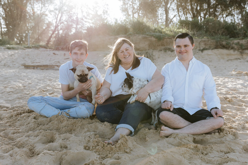 Inclusive family photography session at Umina Beach NSW as part of the T21 Down Syndrome Charity Family Photography Project